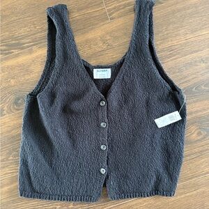 Old Navy Black Knit Button-Up Tank NWT